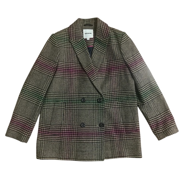 BODEN Double-Breasted Checked Coat Women’s Size 10 - Picture 4 of 16
